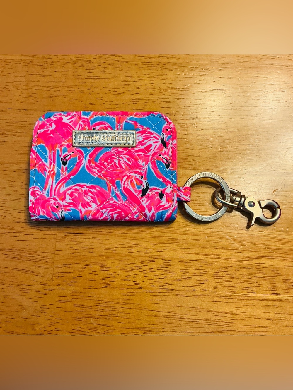 Simply southern wallet id holder keychain tropical flamingo print zippered